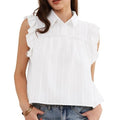 NWT ~ White Sheer Boho Cropped Ruffle Blouse Bohemian Top ~ Women's XL