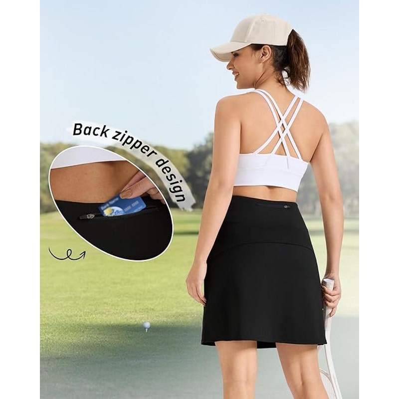 NWT ~ Women's Black 19" Knee Length Skort Pocket Golf Tennis Skirt ~ SMALL