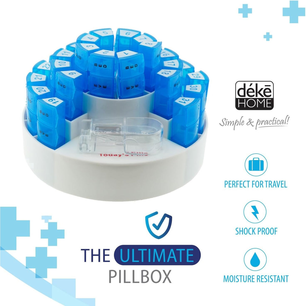 BRAND NEW ~ 31 Day Monthly Pill Medication Organizer & Removable Compartments