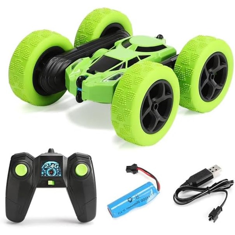 BRAND NEW ~ High Speed Green 360 Rotating Rechargeable Remote Control Stunt Car