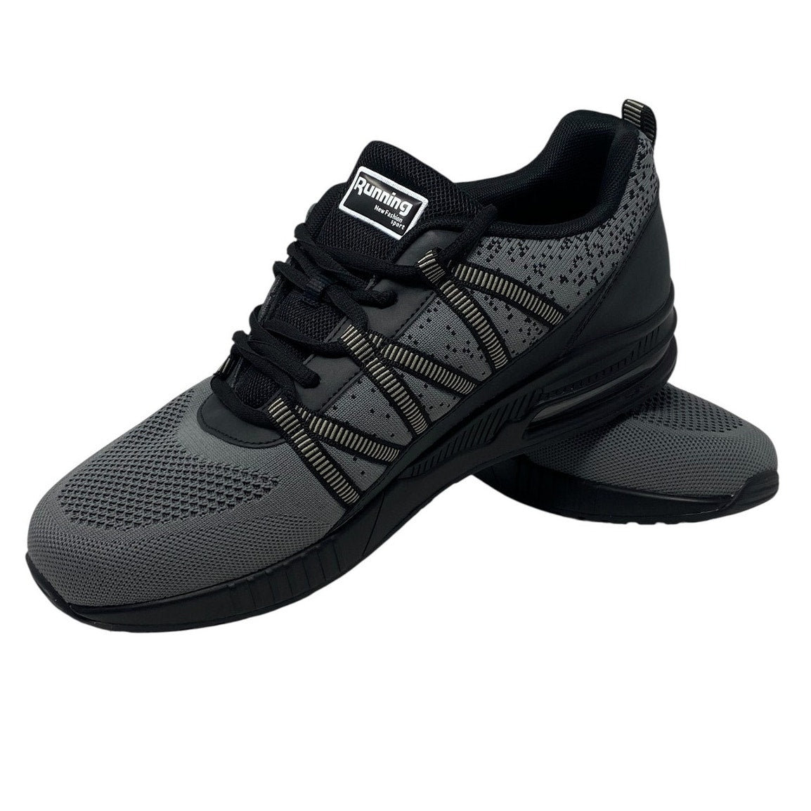 NWT ~ Men's Women's Black & Gray Running Athletic Sneakers Shoes ~ M12 ~ W13.5