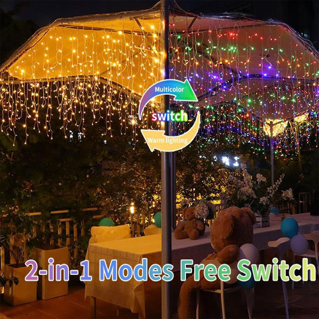 BRAND NEW ~ 82Ft Solar Icicle Outdoor Multicolor Christmas Lights & Remote