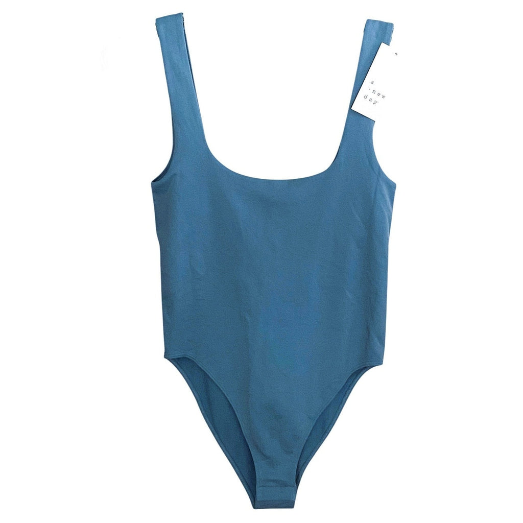 NWT ~ Blue Sleeveless Square Neckline One Piece Bodysuit ~ Women's Size XS