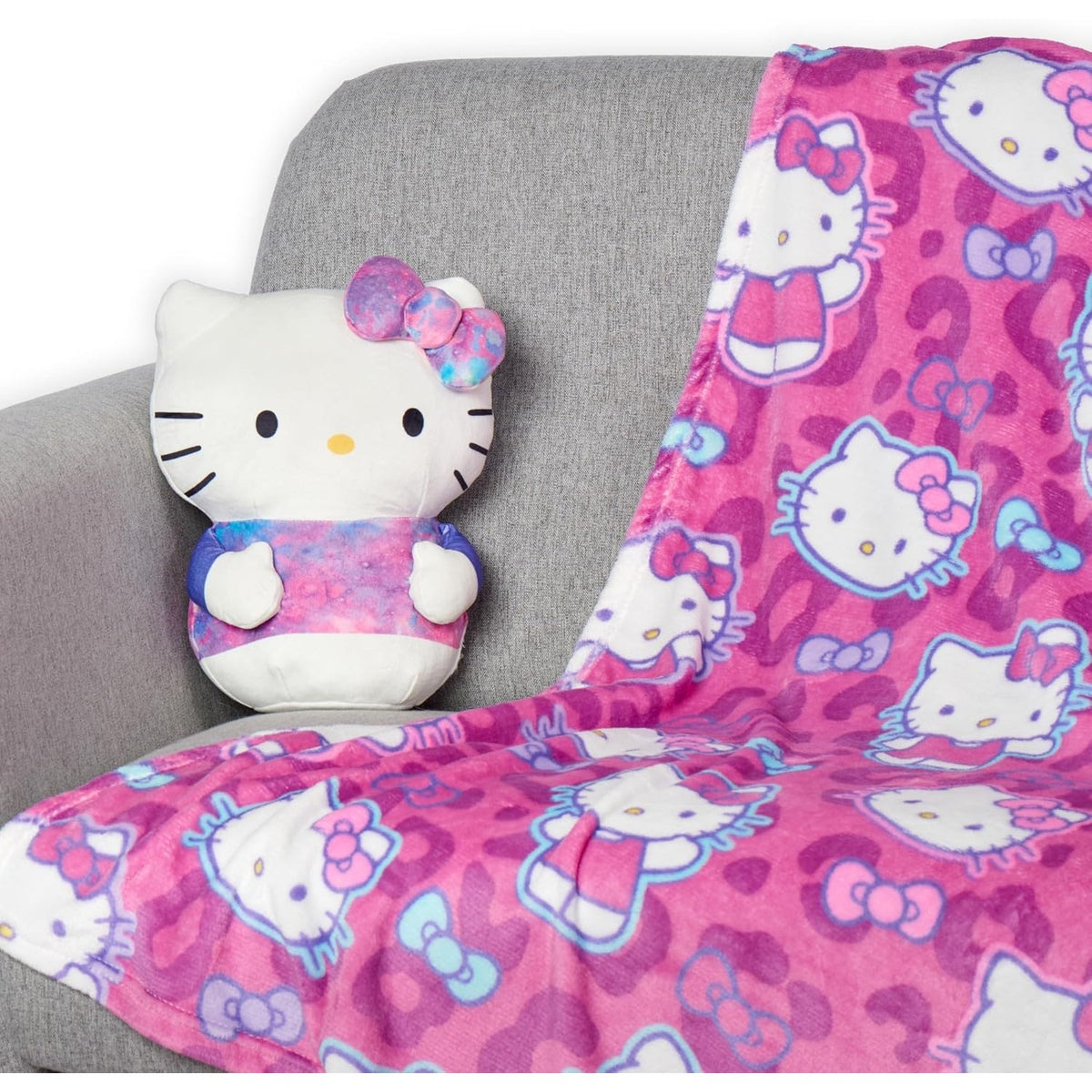 BRAND NEW ~ Sanrio Pink Hello Kitty Fuzzy Throw Blanket & Large Stuffed Hugger