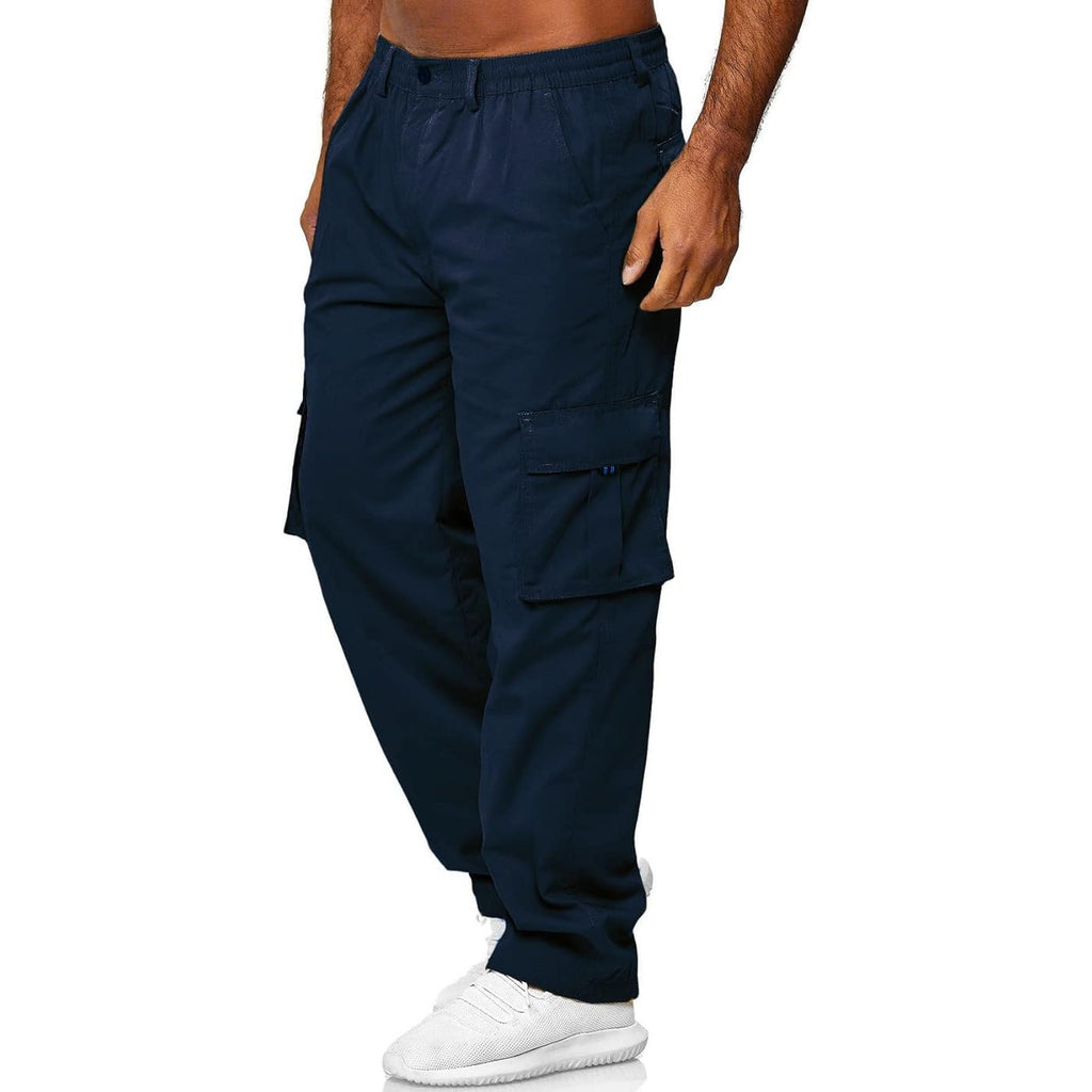 NWT ~ Men's Navy Blue Casual Cotton Relaxed Fit Cargo Pants ~ Size LARGE