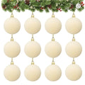 BRAND NEW ~ Set/12 Cream Velvet 2.36" Christmas Tree Ball Ornaments Decorations