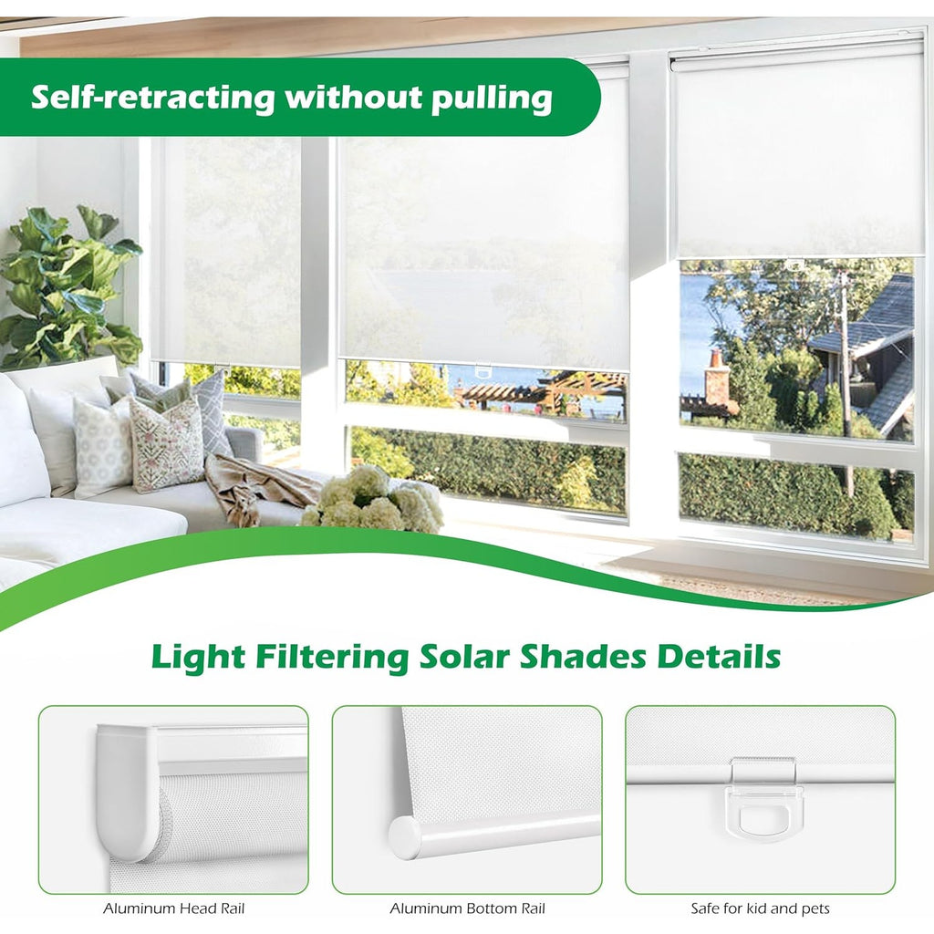 NWT ~ LazBlinds Cordless Semi Sheer Roller Shade - 23" x 72" - White