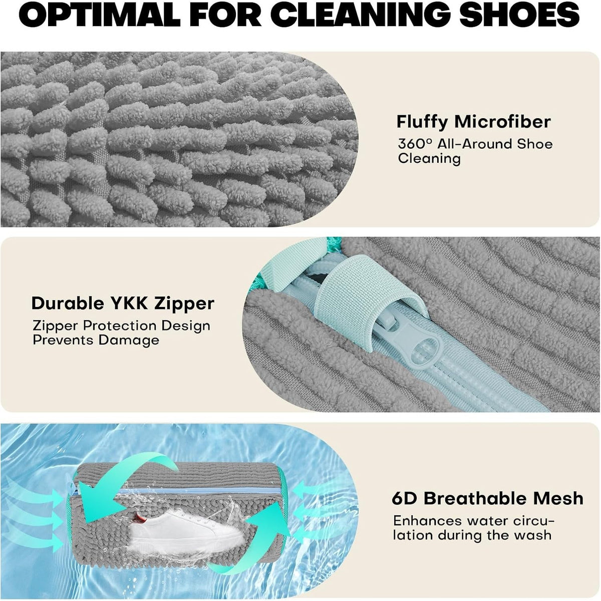 BRAND NEW ~ Set/2 Gray Soft Reusable Shoe Laundry Dryer Washing Machine Bag