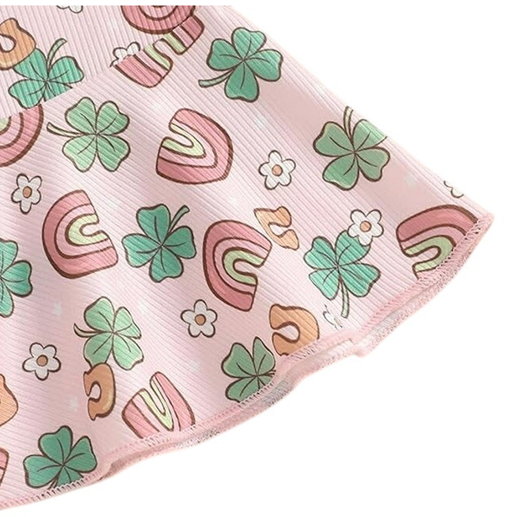 NWT ~ Pink Rainbows & Shamrocks Girls Bellbottom Flare Overalls Pants ~ 18-24M