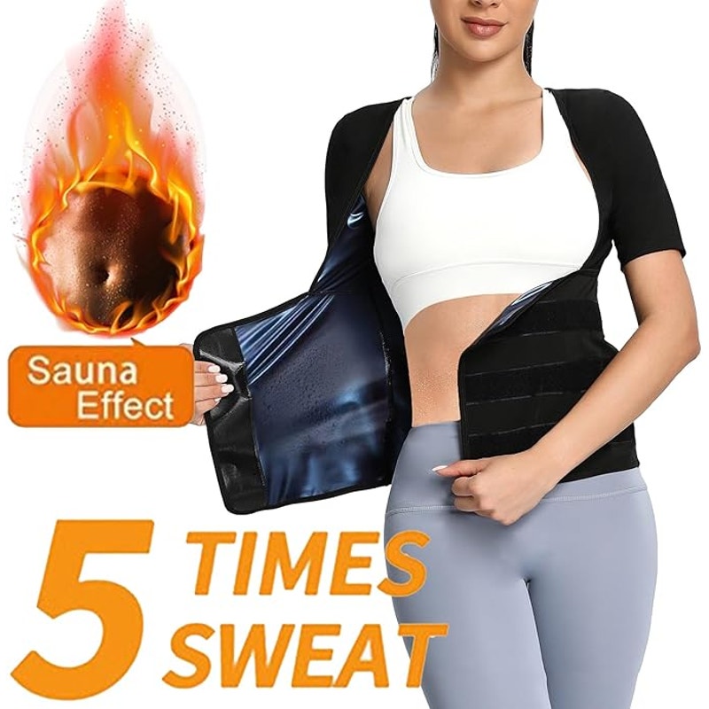NWT ~ Women's Compression Workout Muscle T-Shirt Sauna Vest Sweat Top ~ MEDIUM