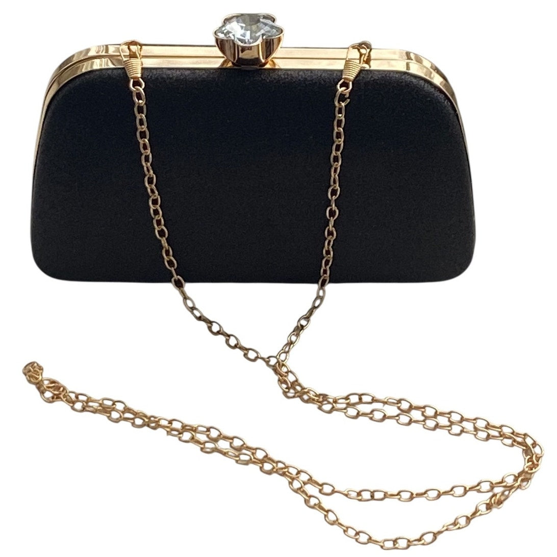 NWT Sparkly Black Glitter Clutch Crossbody Shoulder Bag Hardshell Evening Purse