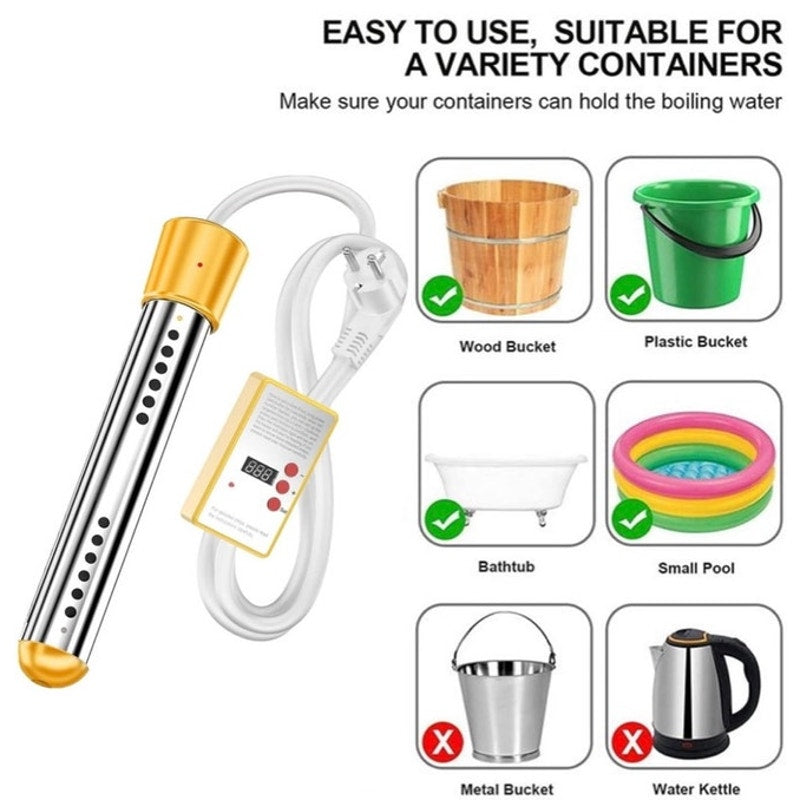 BRAND NEW ~ Yellow 2000W Immersion Portable Submersible Water Heater & Timer