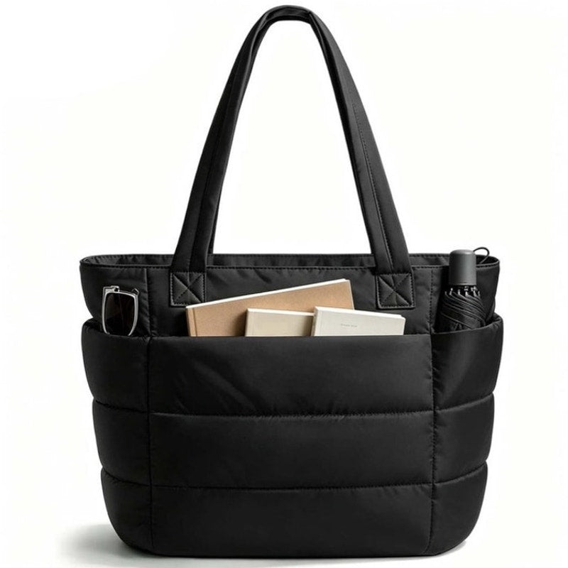 BRAND NEW ~ Large Capacity Black Lightweight Waterproof Quiltd Puffer Tote Bag