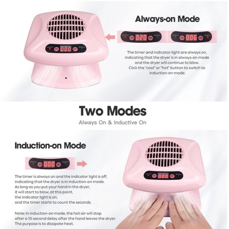 BRAND NEW ~ Pink 300W Timing Air Nail Dryer Blow Dryer & Automatic Sensor
