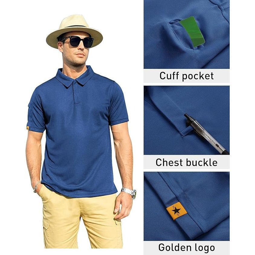 NWT ~ Men's Medium Blue Breathable Moisture Wicking Golf Polo Shirt ~ Size XL