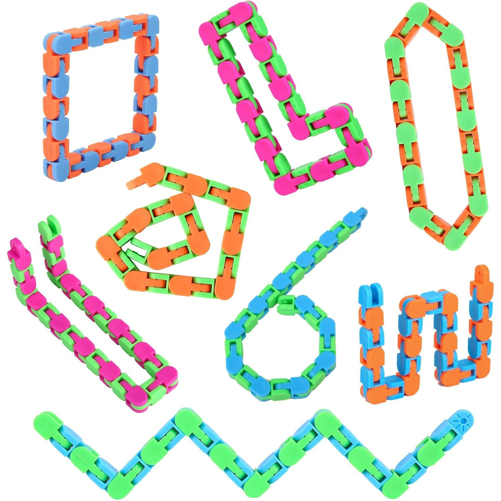 BRAND NEW ~ 8Pcs 24Links Wacky Tracks Fidget Toys for Kids ~ 11" Each