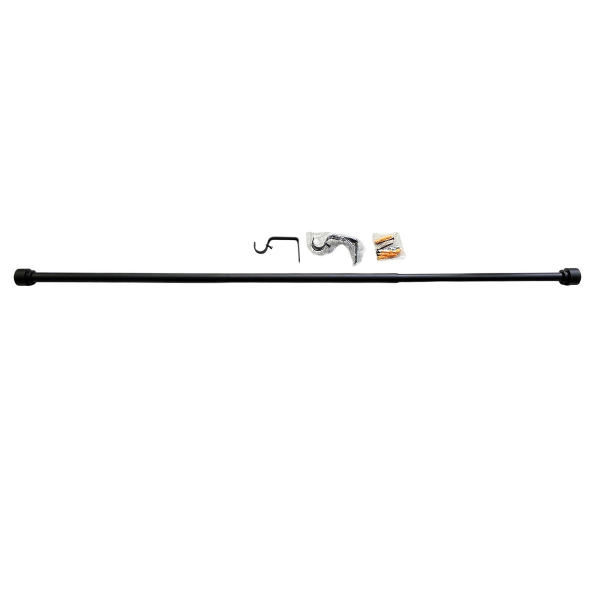 BRAND NEW ~ Matte Black Curtain Rod 32 3/4" - 44 3/4" & Brackets