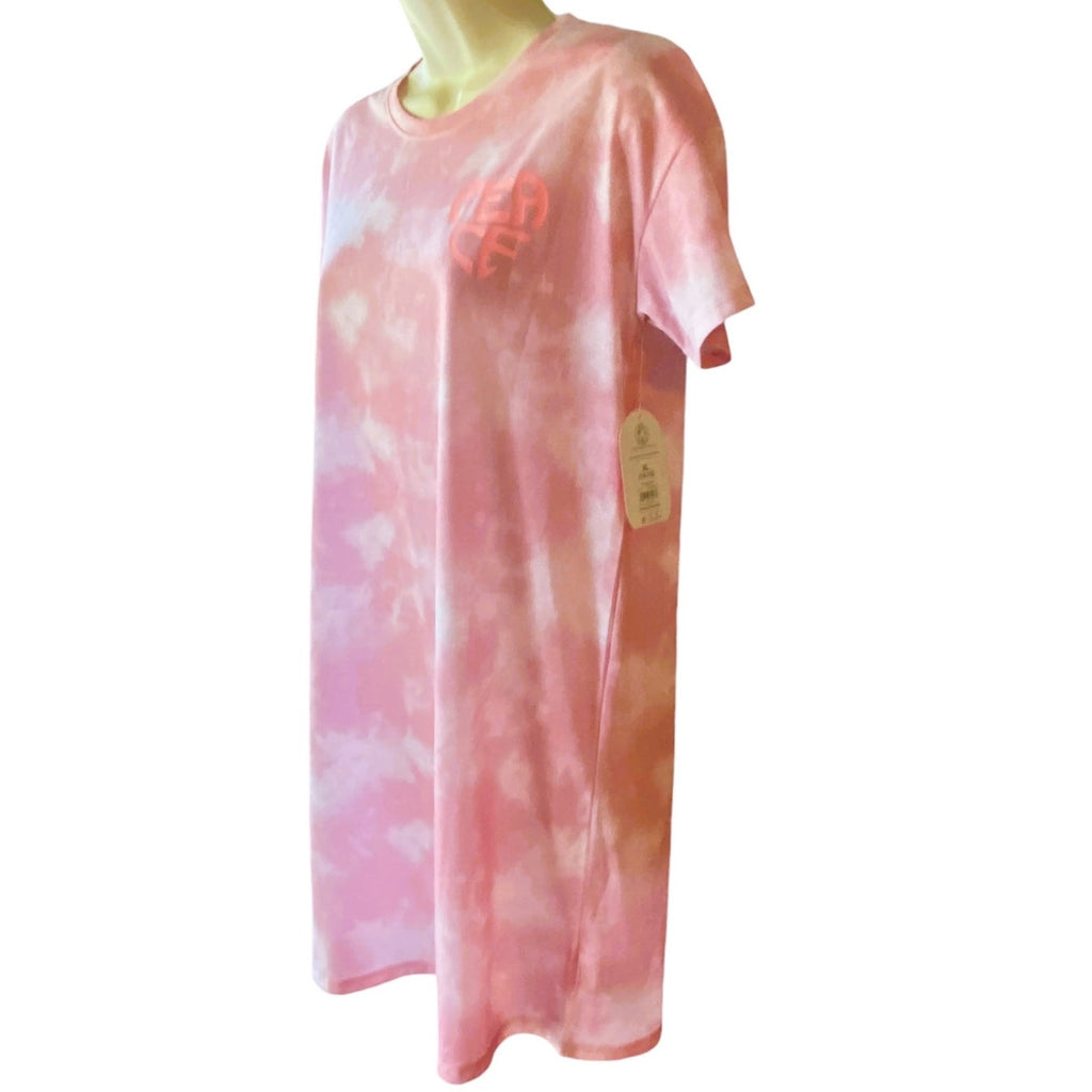 NWT ~ Pink & White Tie Dye "PEACE" Sleep Shirt Gown by WONDER NATION ~ Girls XL