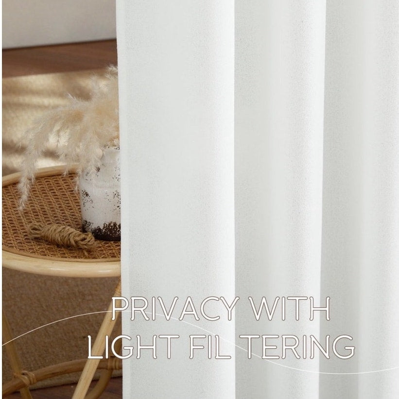 BRAND NEW ~ White Faux Linen Semi Sheer Light Filtering Curtains ~ 52" x 96"
