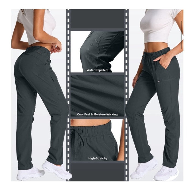 NWT ~ Women's Dark Gray UPF 50+ Quick Dry Breathable Hiking Cargo Pants ~ MEDIUM