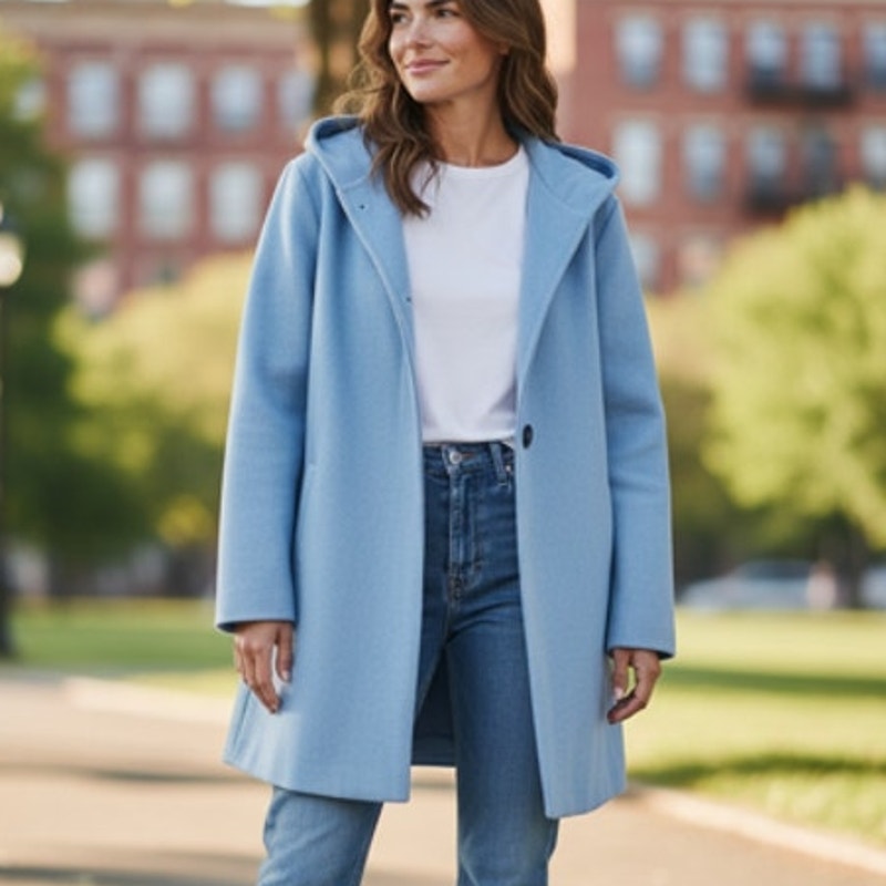 NWT ~ Women's Light Blue Casual Coat with Hood ~ Size SMALL