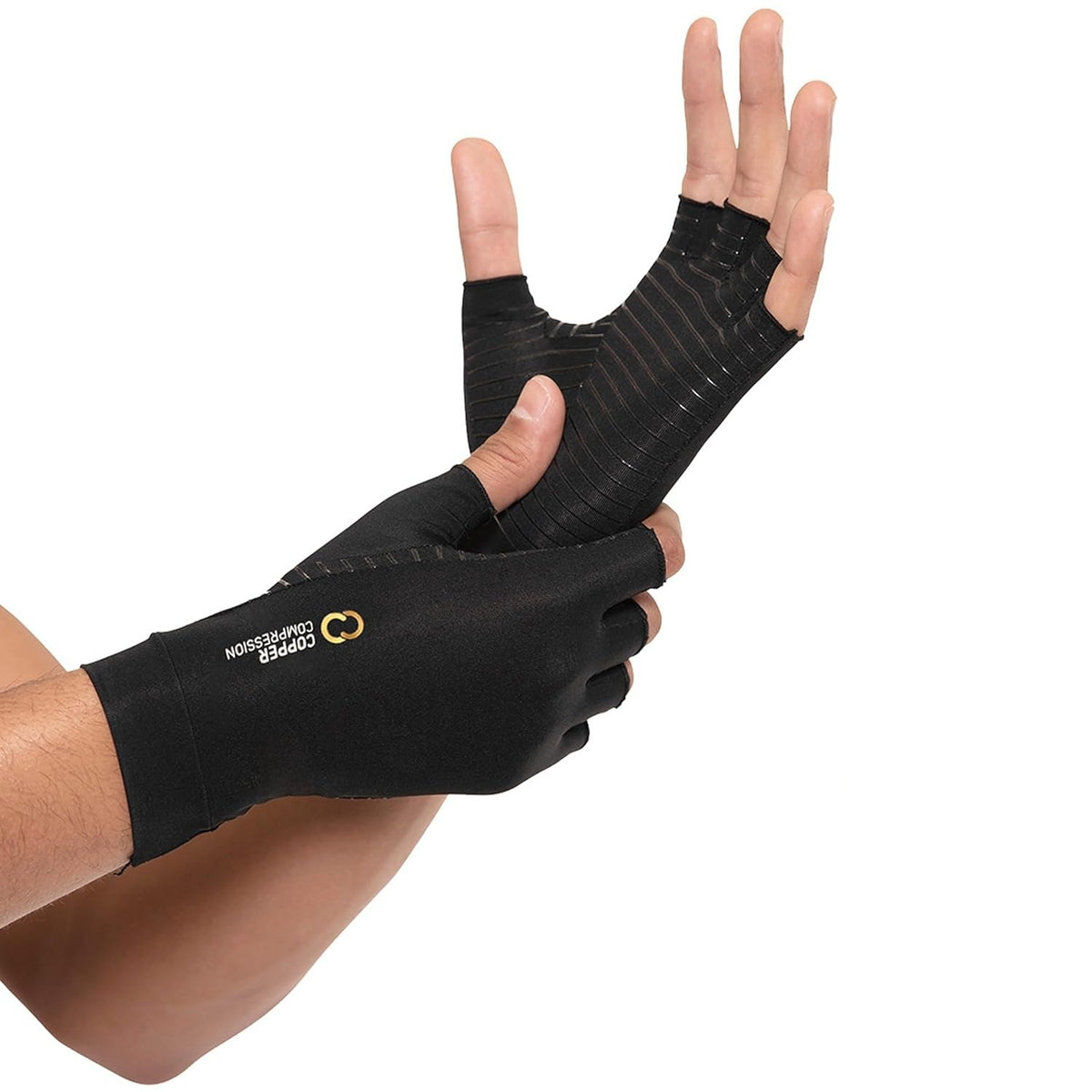 BRAND NEW ~ 2 Copper Compression Arthritis Fingerless Hand Wrist Support Gloves