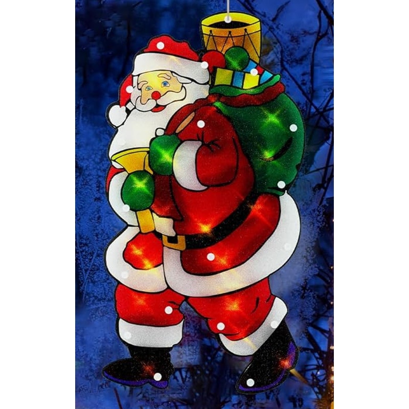 NWT ~ Set/ 3 Large 18" Santa Claus & Tree Shaped Festive Christmas Window Lights