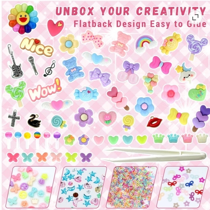BRAND NEW ~ 3000pcs Assorted Charms Kawaii Bows Pearls Rhinestones Kit