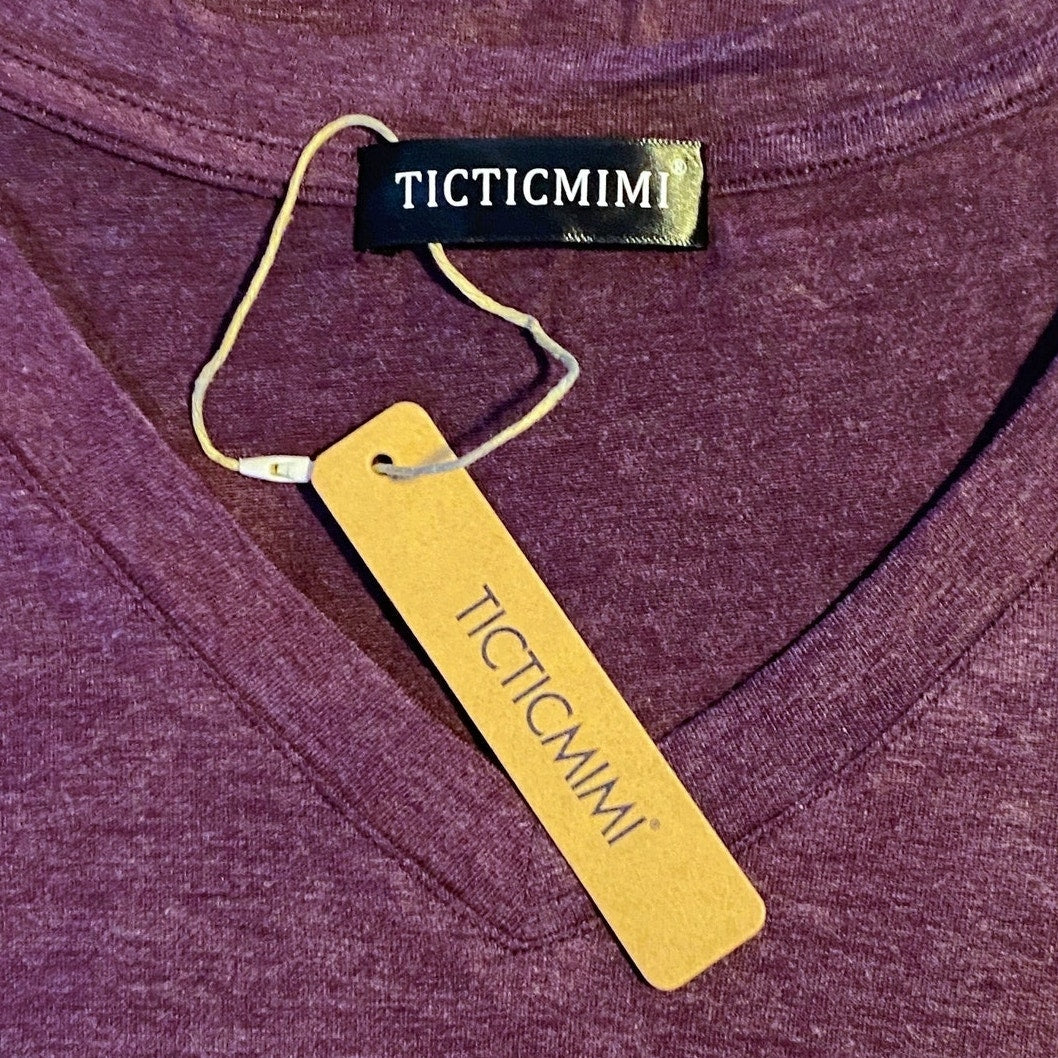 NWT ~ TICTICMIMI Purple V-Neck Short Sleeve Casual T Shirt Top ~ Women's SMALL