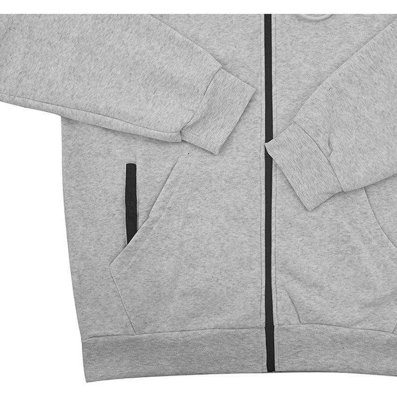 NWT ~ Men's Solid Light Gray Fleece Hooded Sweatshirt Hoodie Full Zip Jacket XXL
