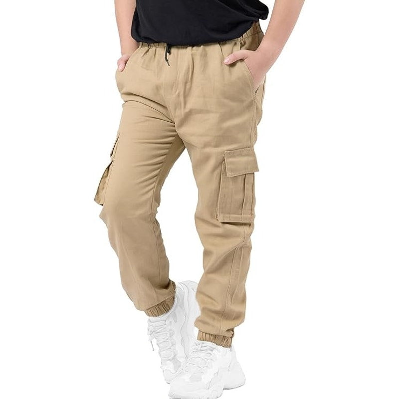 NWT ~ Men's Khaki Tan Cotton Drawstring Waist Elastic Ankle Pants ~ Size SMALL