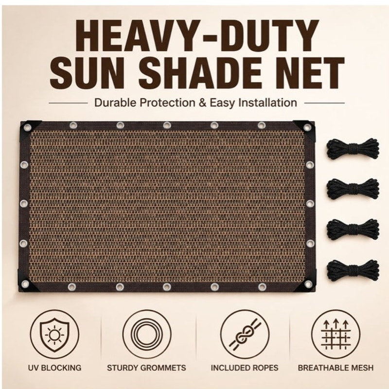 BRAND NEW ~ Heavy Duty Brown 10' x 19' UV Block Sun Shade Cloth Canopy Sunshade