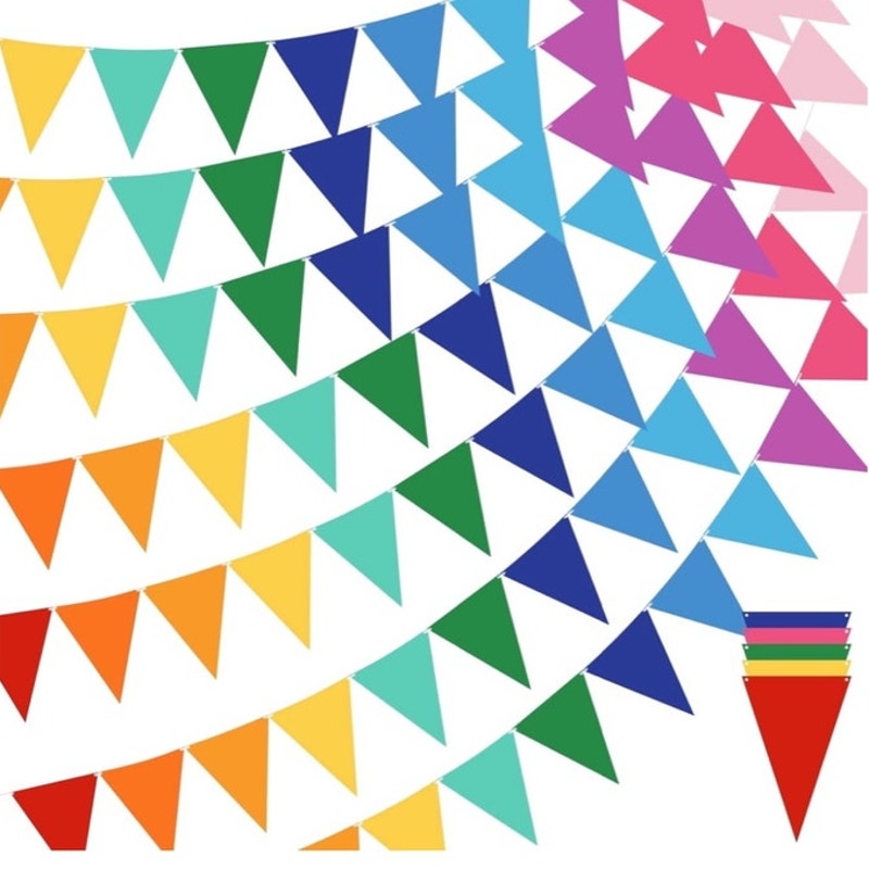 BRAND NEW ~ 170ft Triangle Flag Banner 240 Multicolor Flags ~ Birthday Party etc