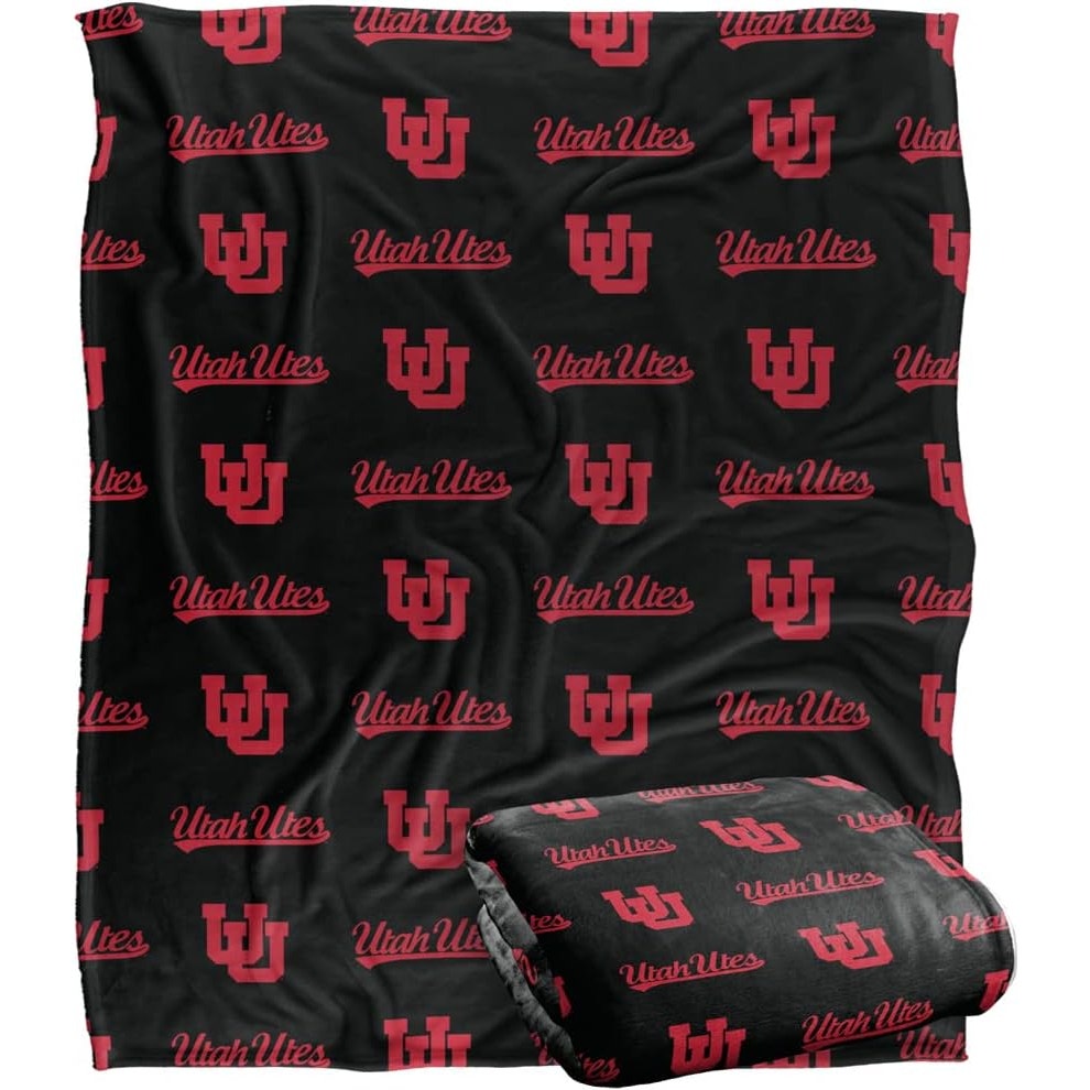 BRAND NEW ~ Official Collegiate UTAH CLogo Pattern Silky Touch Super Soft Blanket