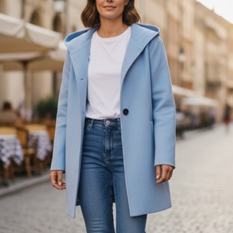 NWT ~ Women's Light Blue Casual Coat with Hood ~ Size SMALL