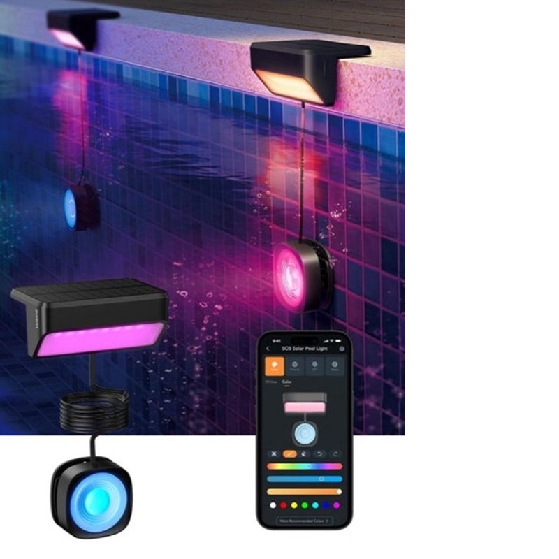 BRAND NEW ~ Smart Solar Pool Light LED Dual-Zone App Control Waterproof Solar