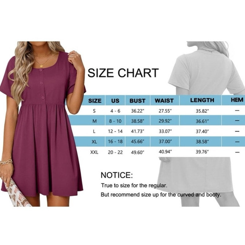 NWT ~ Short Sleeve Casual Button A-Line Summer Mini Dress with Pockets ~ MEDIUM