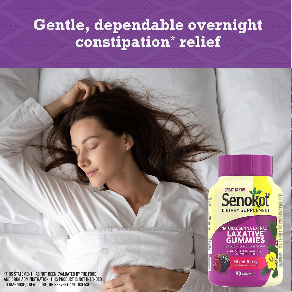 BRAND NEW ~ 90 Count Senokot Mixed Berry Dietary Supplement Laxative Gummies