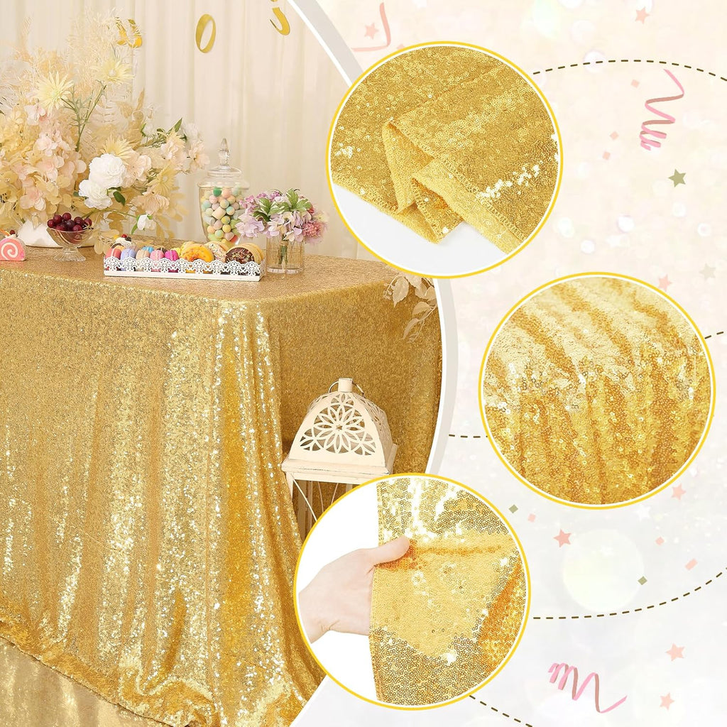 BRAND NEW ~ Gold 3mm Sequin Rectangle High-Density Party Tablecloth ~ 50" x 80"