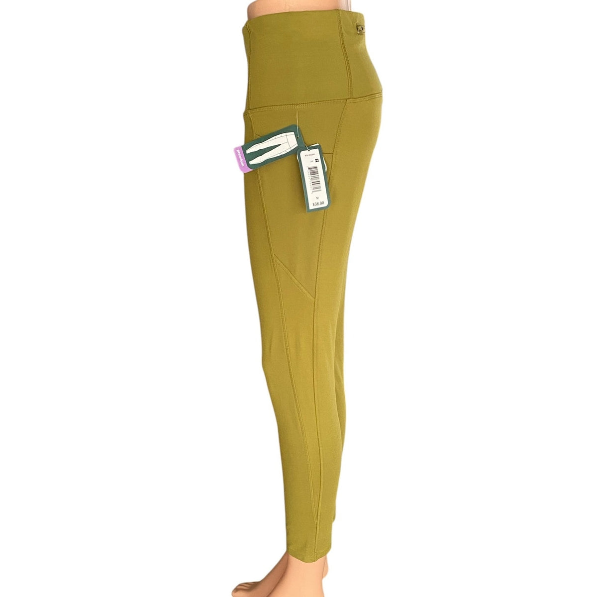NWT ~ MTA Sport Gold Activewear Side Pockets 7/8 High Rise Leggings ~ MEDIUM