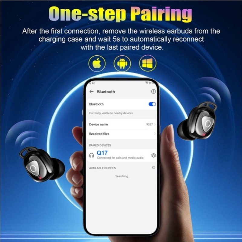 BRAND NEW ~ Black Wireless Earbuds Bluetooth 5.4 In-Ear Waterproof Earphones