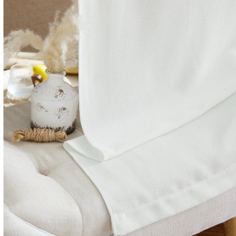 BRAND NEW ~ White Faux Linen Semi Sheer Light Filtering Curtains ~ 52" x 96"