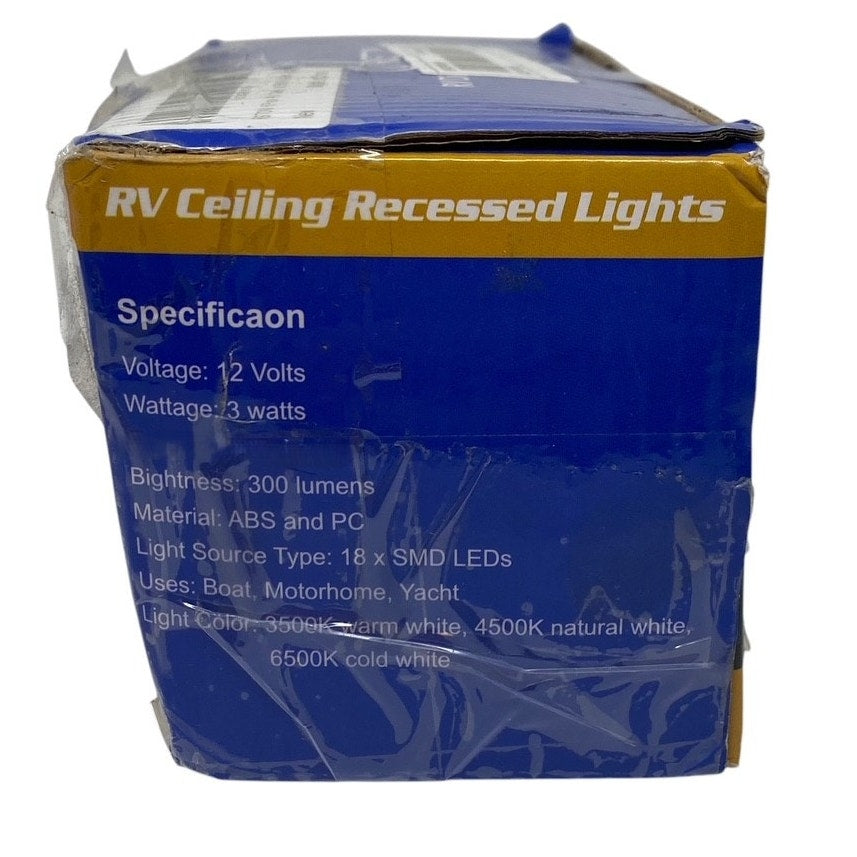 NWT ~ Set of 5 RV Camper Trailor Ceiling Recessed Lights ~ 3 Color 3 Watts 12 V