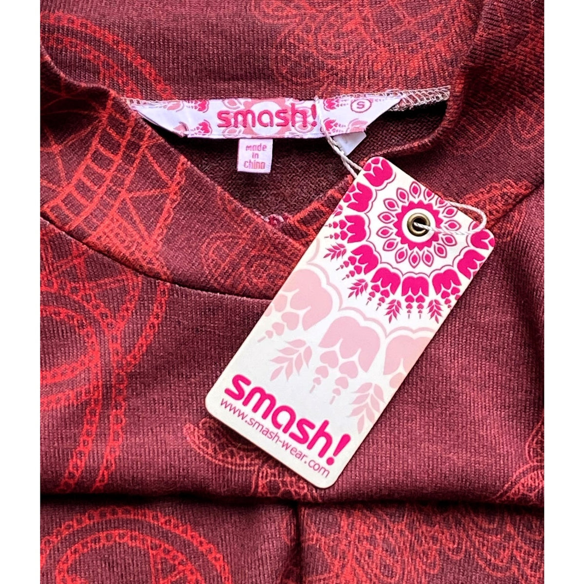 NWT ~ SMASH Embroidered Floral Butterfly Paisley Brown Knit Poet Dress ~ SMALL
