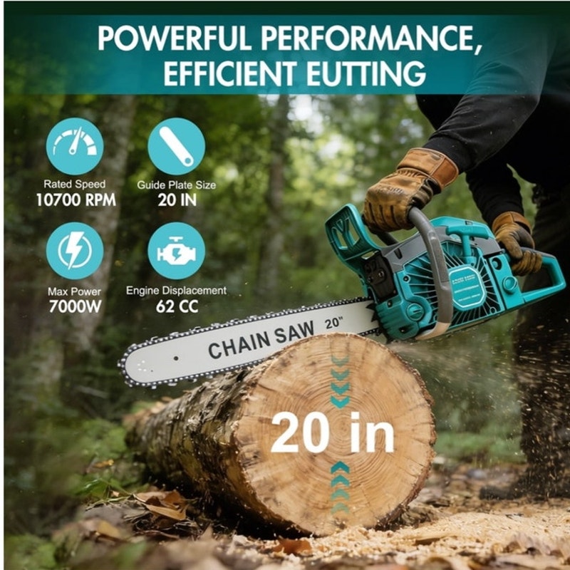BRAND NEW ~ 20-inch Heavy Duty Powerful Gas Chainsaw 10700 RPM 2-Cycle 62CCC