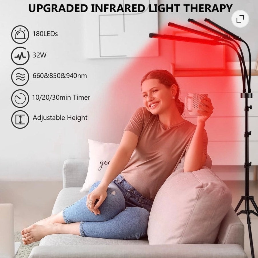 BRAND NEW ~ Red Light Therapy Lamp with Adjustable Height Stand & Timer Infrared