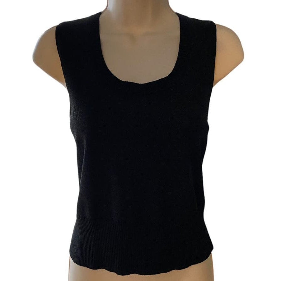 NWT ~ GRACE ELEMENTS Silk Black Shimmering Nights Sleeveless Sweater ~ Womens PL