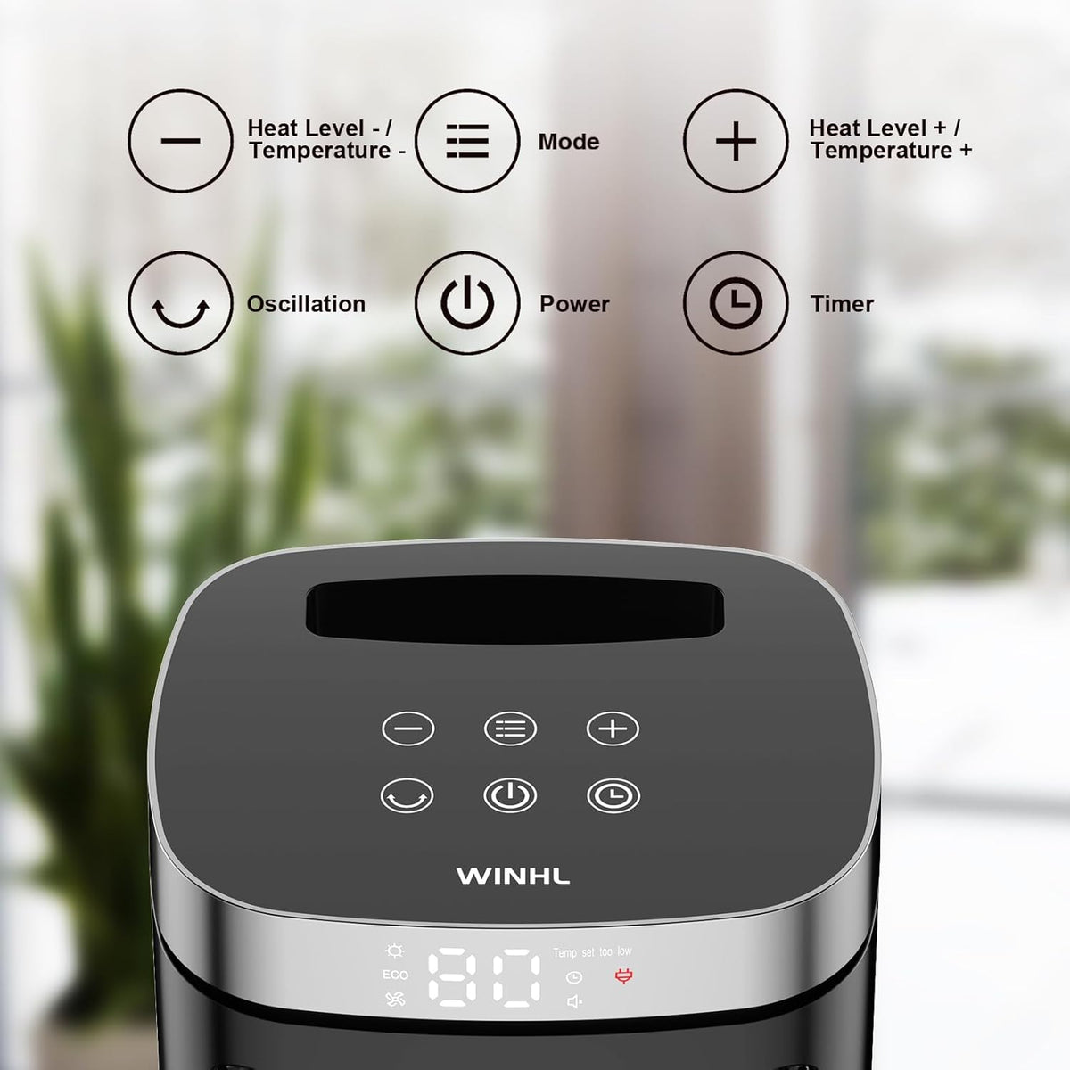 BRAND NEW ~ Black 17" Electric Space Heater Thermostat & Oscillation 12hr Timer