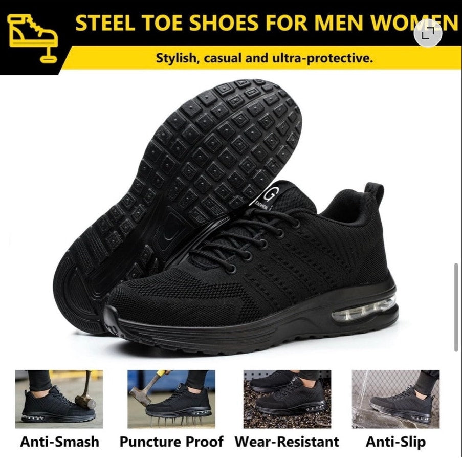 NWT ~ Slip Resistant Anti-Puncture Steel Toe Safety Work Shoes ~ Size 7 1/2
