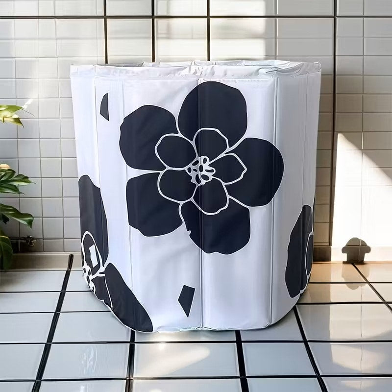 BRAND NEW ~ Blue & White Floral Portable Foldable Bathtub & Pillow ~ Camping